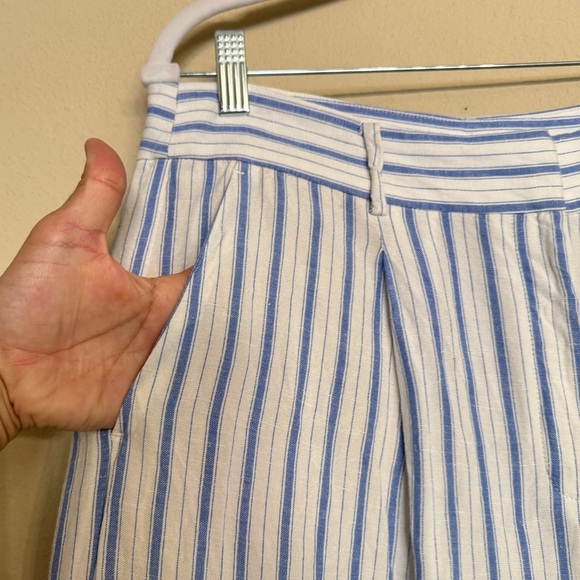 Linen Loft Peyton Trouser Pants Size 10 Blue White Stripe Wide Leg Summer Beach - Picture 6 of 13